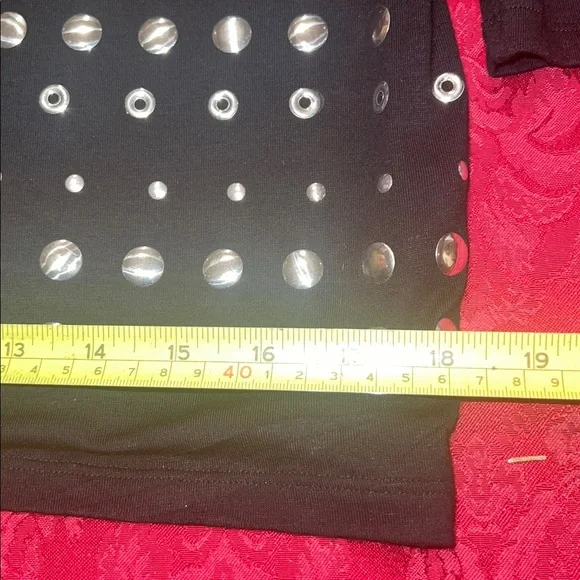 Sexy Black Dress with Cold Shoulder and lots of Silver Studs - Picture 5 of 6